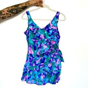colorful vintage floral swimsuit dress
